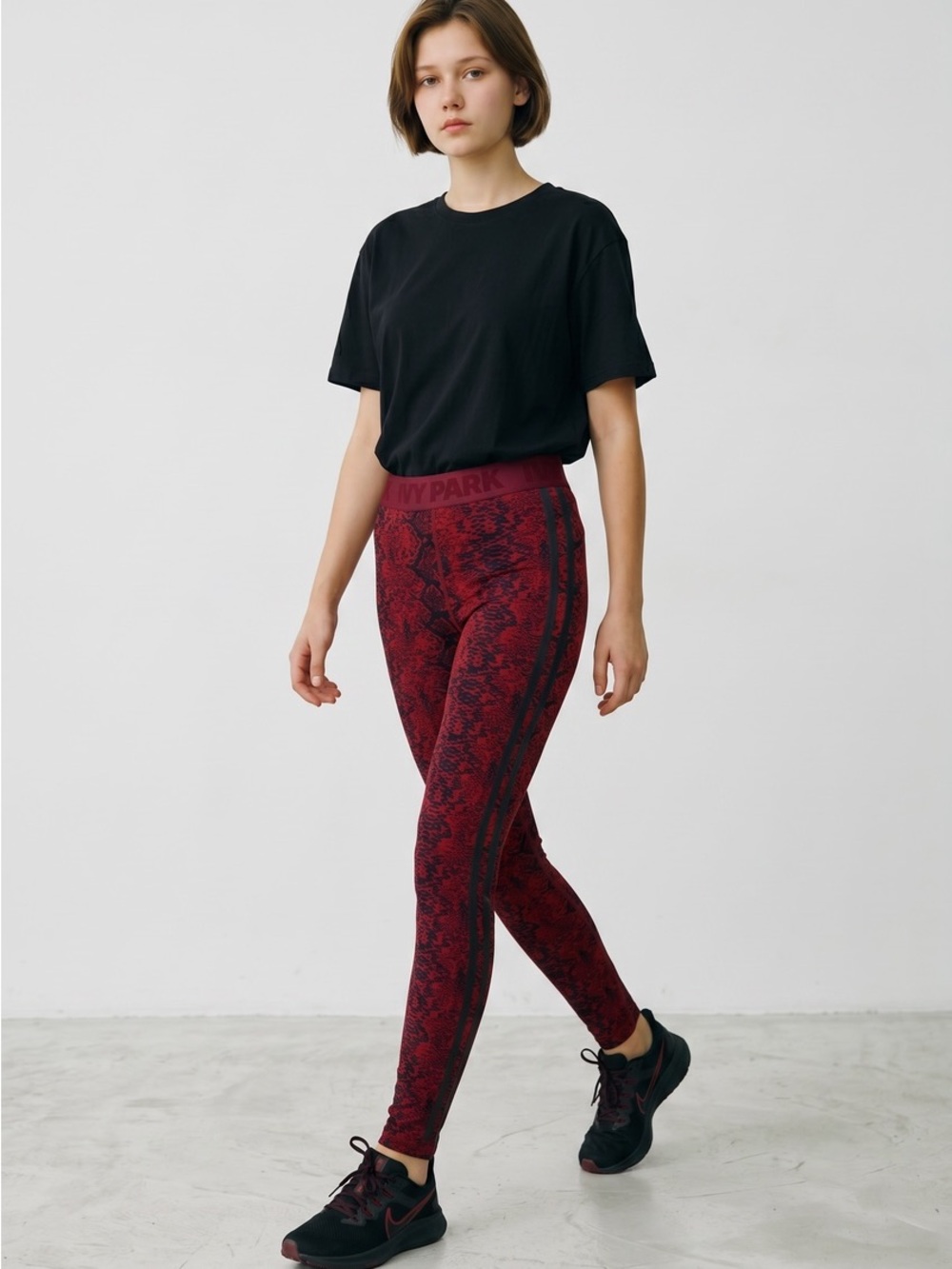 IVY PARK Burgundy Snake-Print High-Waist Leggings